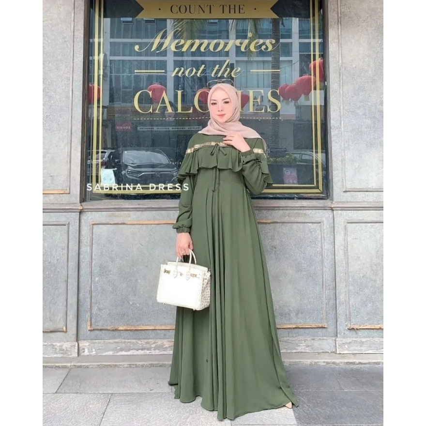 Gamis Wanita Kekinian Sabrina Dress Ceruty Baydoll Pakaian Wanita Baju Muslim Wanita Modern Gamis Model Terbaru 2023 Maxy Dress Wanita Jumbo Baju Dress Muslim