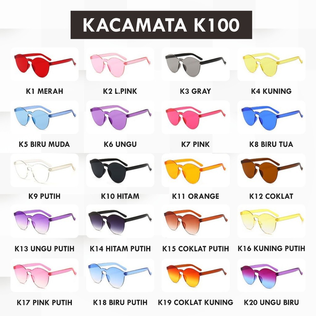 Kacamata Hitam Warna Warni Pria Wanita Kacamata Transparan Port Frameless Tren Pasangan Simple Simpel Candy Sunglasses Unisex Kaca Mata Sunglasses Jelly Permen Anti Radiasi UV Silau Sinar Matahari Tranfaran Photochromic KCH27