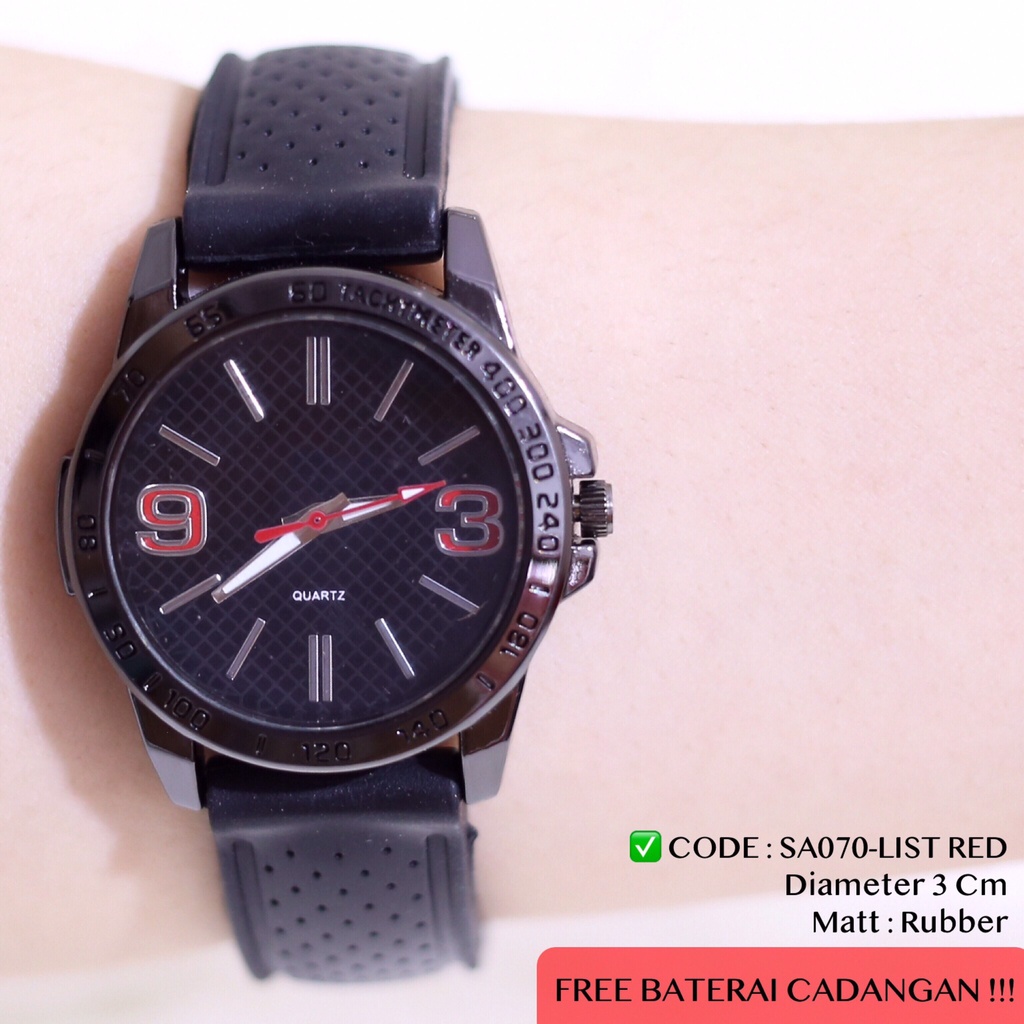 Jam tangan wanita tali karet sporty rubber FREE BATERAI SA070