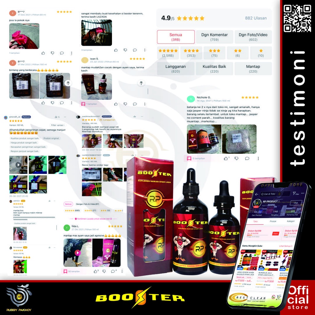BOOSTER SUPLEMEN RP MULTIVITAMIN AYAM LAGA AYAM SEHAT AGRESIF DAN MENTAL FULL