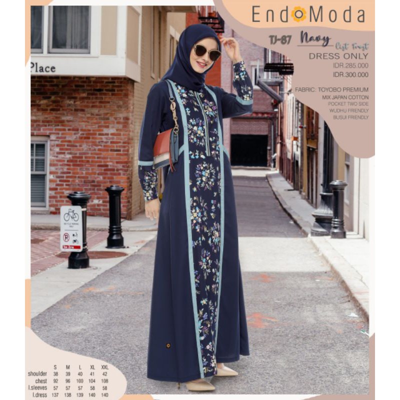 Gamis Endomoda TJ 87 Motif Melati