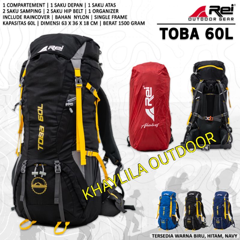 TAS RANSEL GUNUNG CARRIER AREI TOBA 60 LITER ORIGINAL HIKING GUNUNG OUTDOOR