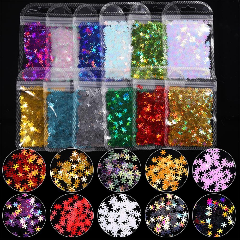 Preva 1tas Paku Sequin Sparkly 3D Flakes Slice Nail Glitter Warna Campur Hologram