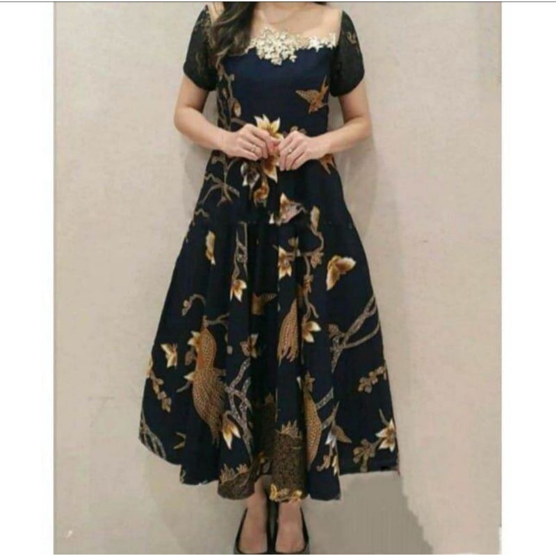 dress pesta - dress batik terbaru - dress batik mewah