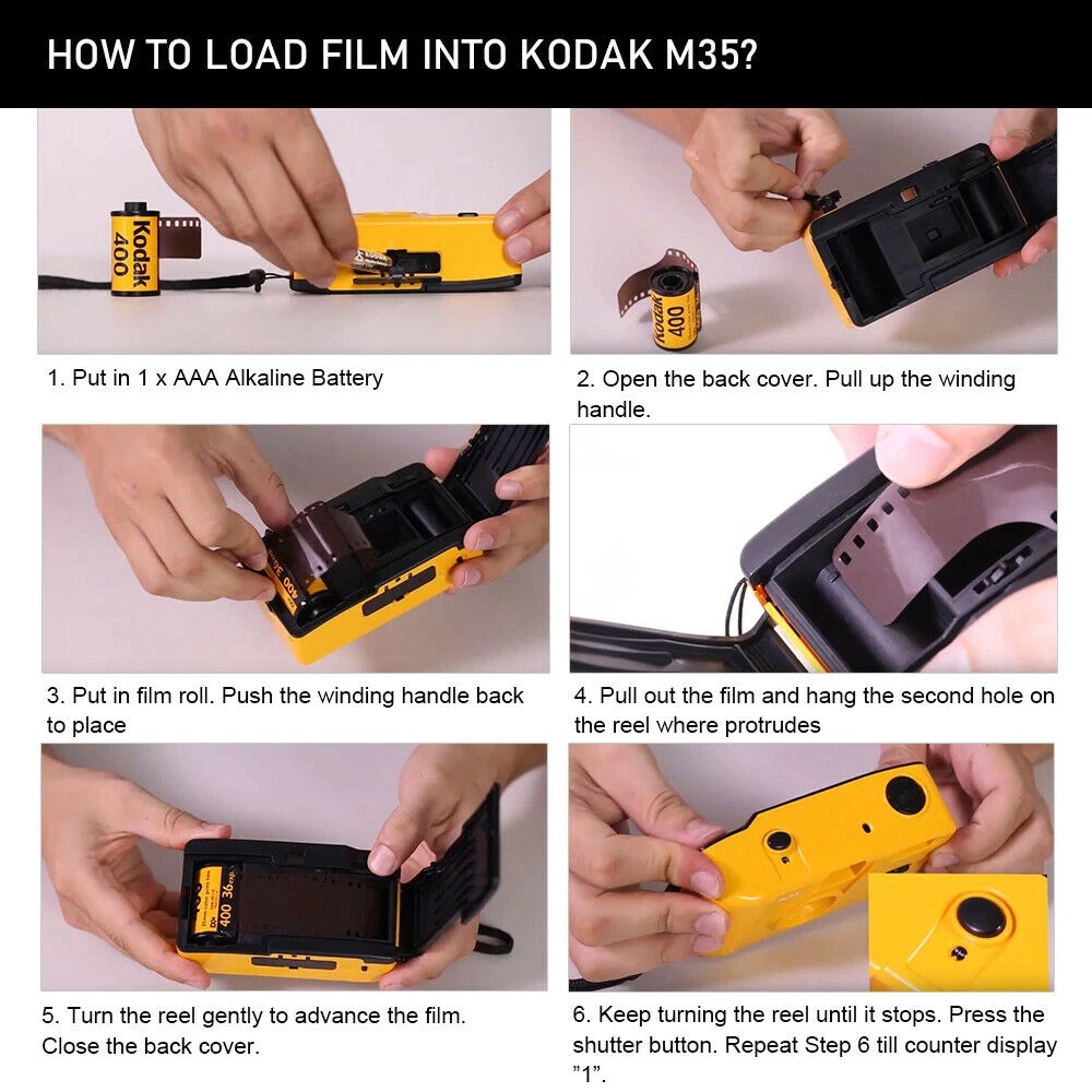 Kodak Film Camera M35 Kamera Film Fotografi Retro - Kuning - Ungu- Hijau - MERAH- PINK Film Analog Camera