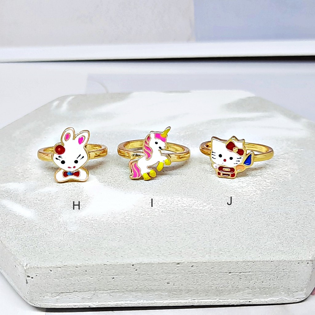 Cincin Anak Xuping Premium Kuda Poni Strawberry CupCake Kitty Lucu Lapis Emas - BR573