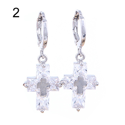 Hu Hu Hu Hu Hu Alat Bantu Pasang Kacamata♡ Anting Bulat Gantung Desain Salib Hias Cubic Zirconia Gaya Mewah Untuk Wanita