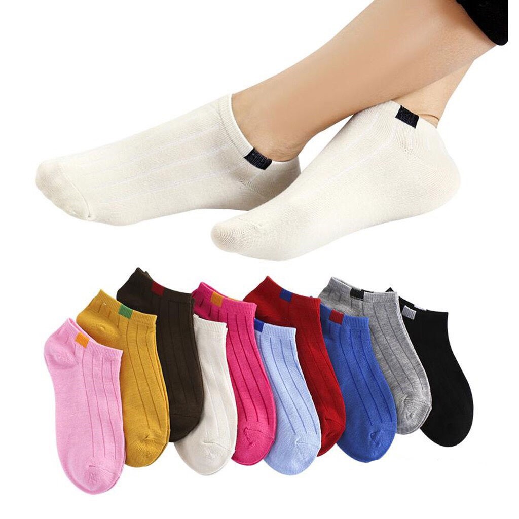 AS Kaos Kaki Polos 2 Warna Garis Pendek Semata Kaki Kaos Kaki Polos Fashion Ankle Cute Import-5