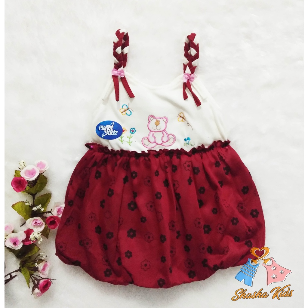 [L-022] Baju Bayi Perempuan/Dress Bayi Perempuan Planet Kids lucu model balon 0-6 bln