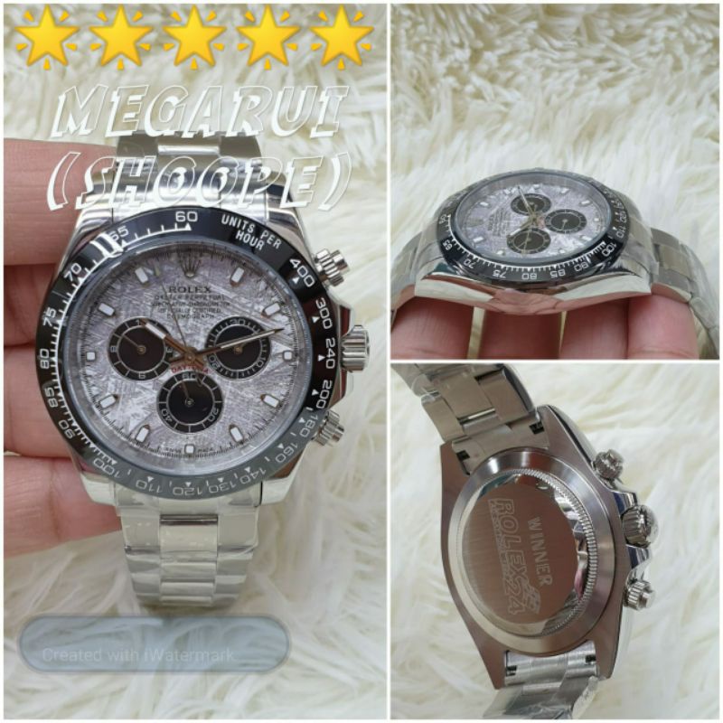 JAM TANGAN COWOK ROLEX DAYTONA COSMOGRAFE SILVER AUTOMETIC SUPER PREMIUM AAA
