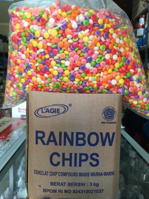 LAGIE Choco chips Rainbow Repack 250 Gram Gepeng warna warni