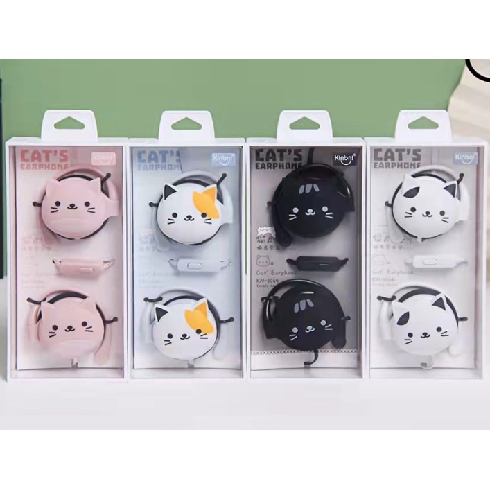 [KN-269] / [KN-3064] /  [KN-3073] Headset Earphone Karakter Bentuk Motif Hewan Animal KEPALA KUCING / Earphone Empuk CAT HEAD Berekspresi / Cute Cat Earphone