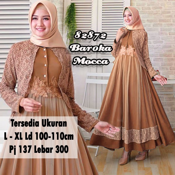 Dress Gaun Pesta Muslim Gamis pesta Kondangan brukat muslimah busui jumbo xl baroka