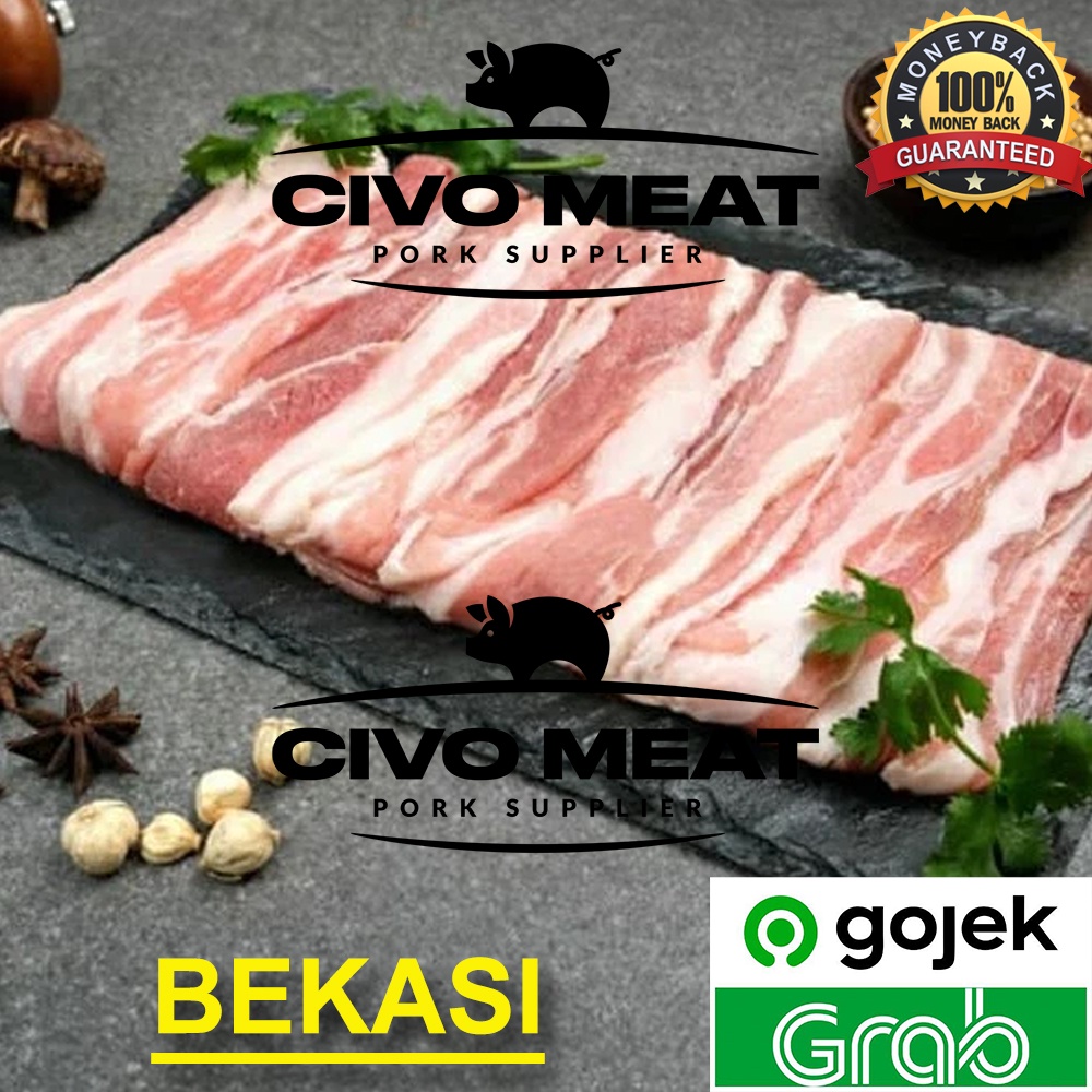 

Porkbelly Samcan Babi Slice Mesin Tipis / Shabu2 / Sukiyaki 500gram