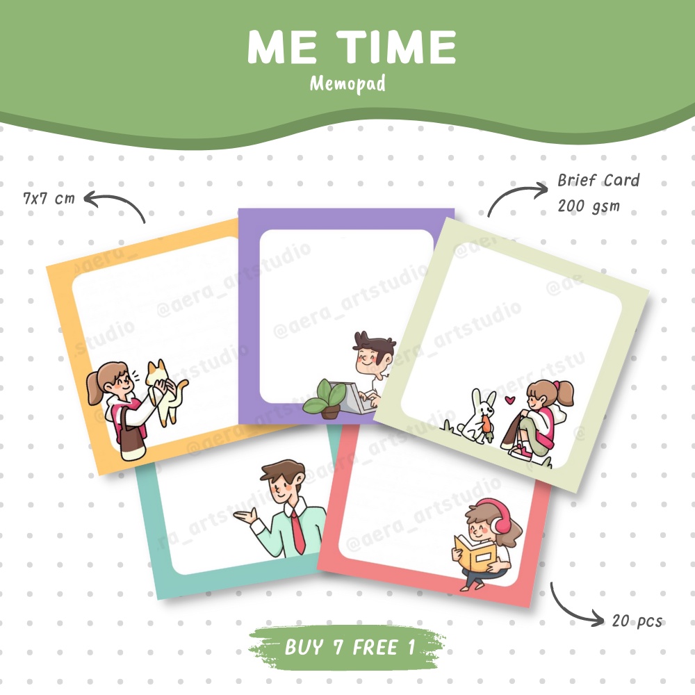 

(20 pcs) Me Time : Memopad - by Aera Art Studio | Cute Korean Style Memo Paper - Cute Girl - Cute Boy - Aesthetic Note - Memo Set - Kertas Memo Murah - Memo Polos