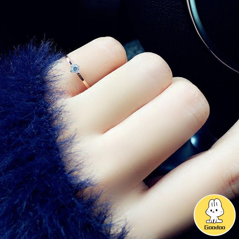 1 Pc Cincin Berlian Korea Mawar Emas Empat Cabang Baja Titanium Cincin Perhiasan Wanita -Doo