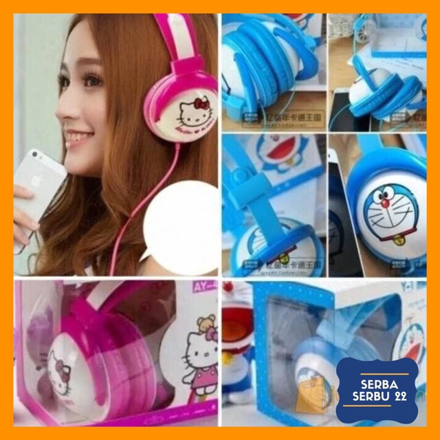 Headphone Karakter Bando Jumbo HL885 / Headset Doraemon Dan Helokitty