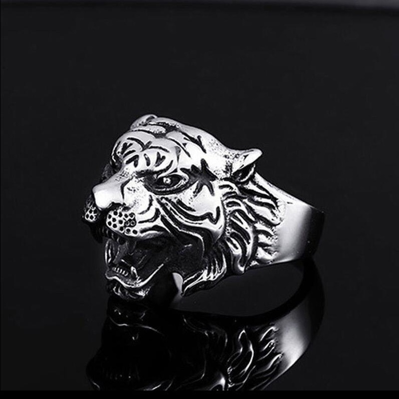 Cincin Desain Hewan Harimau Gaya Punk Untuk Pria Dan Wanita