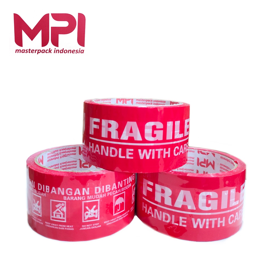 Lakban Fragile Merah Handle With Care 50 Yard Jangan Dibanting MPI