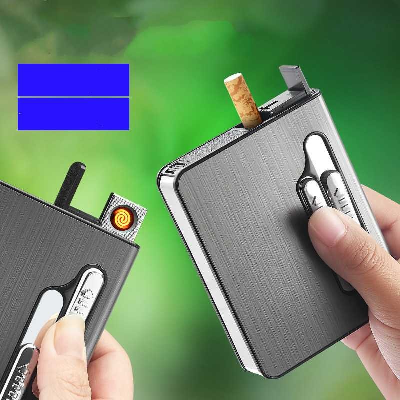 Best Seller ! Vamav Kotak Rokok 10 Slot dengan Korek Elektrik USB Rechargeable - A11