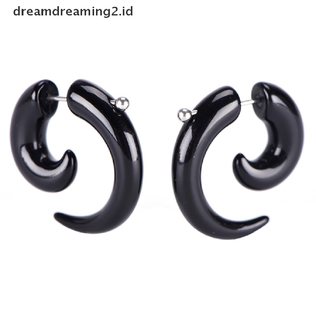 Anting Stud Piercing Bentuk Siput Bahan Akrilik Warna Hitam Gaya Gothic Punk Untuk Pria Dan Wanita