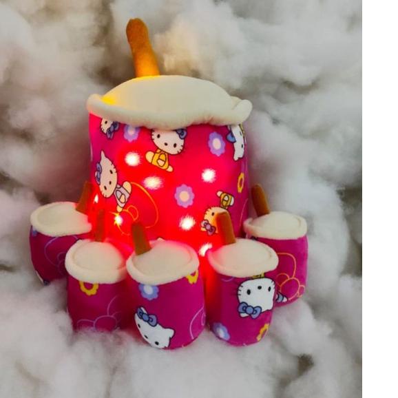 ✴ Boneka Boba Beranak Boneka Boba Milk Tea LED Boneka Beranak Lucu Mewah 1 Induk 5 Anak 1 Bahan ❆