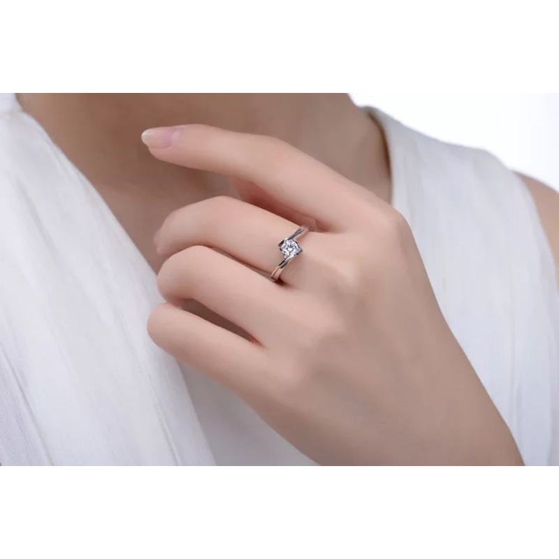 Niceday cincin titanium permata zircon anti luntur selamanya