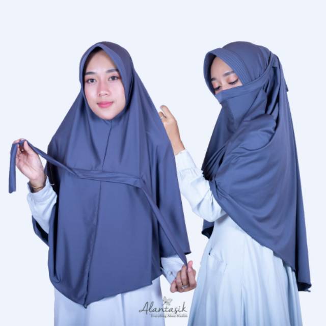 Jilbab Saudi AISYAH Pet Antem anti corona hijab instan niqob safety masker ALANTASIK R.14