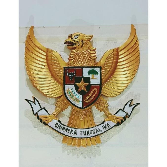@@@@] Garuda Hiasan Fiber Lambang Gold 3 Burung Garuda Pancasila Fiber Dindi