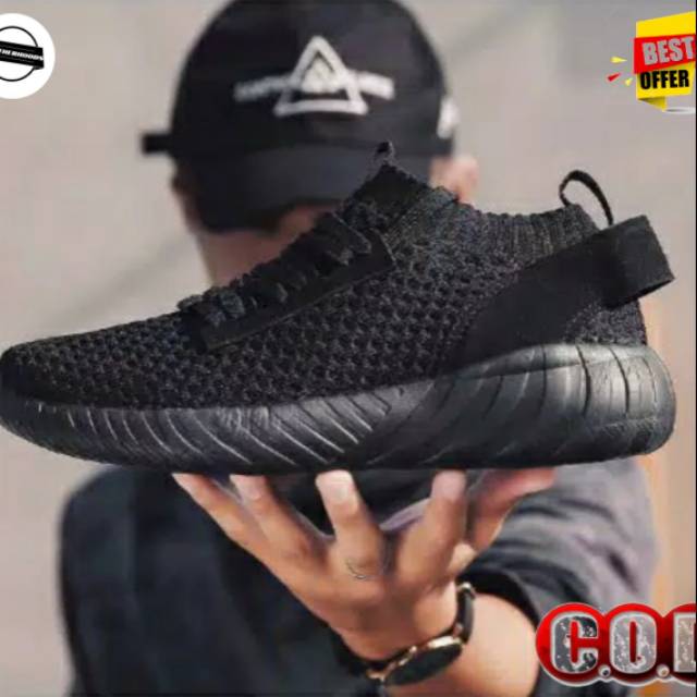 Sneakers Fashion Pria Import Tubular Doom Full Black K507