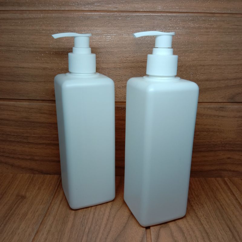 BOTOL PUMP 500ML KOTAK HDPE PUTIH / BOTOL KOTAK PUMP 500ML HDPE PUTIH