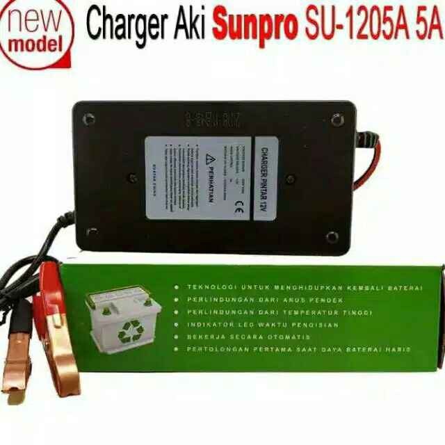 Pengisi Daya Batrai Aki Portable 12v5A Merk Sunpro Berkualitas