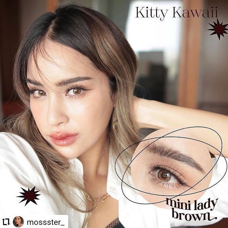 Softlens Kitty Kawaii Mini Lady - Soflens Warna Gray Brown bisa Minus