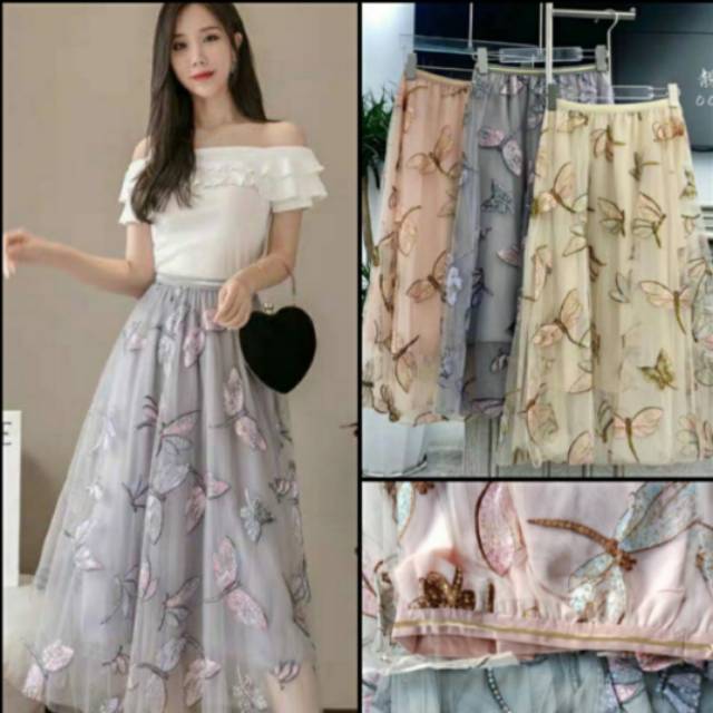 Rok Tutu Motif Bunga