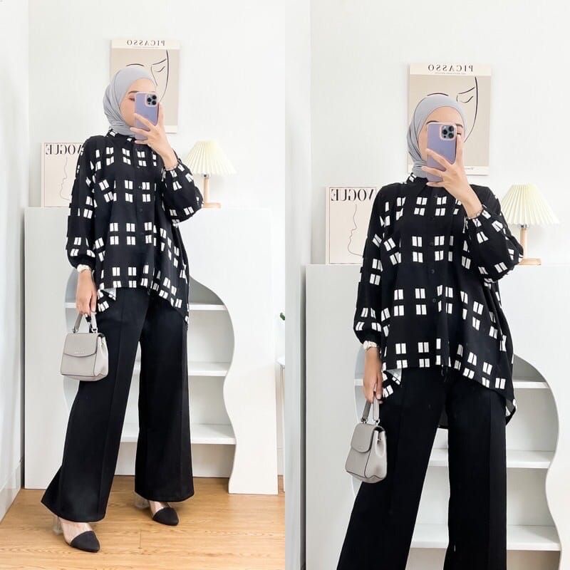 Kemeja Wanita Rayon Jumbo Oversize