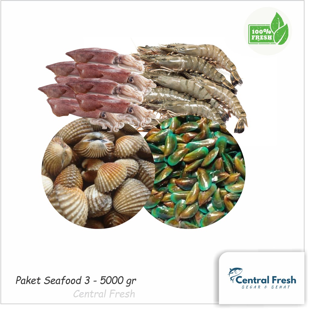 

Paket Seafood 3 CF Cumi Udang Kerang Dara dan Hijau - 5000 gram