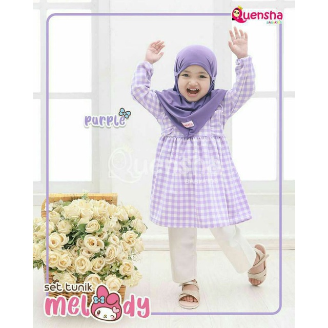 (READY)SET TUNIK ANAK MELODY KOTAK/GAMIS ANAK MURAH KATUN/GAMIS ANAK USIA 6TAHUN/BAJU MUSLIMAH ANAK