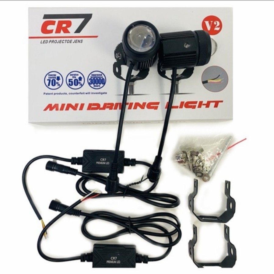 Lampu Sorot Tembak Laser Foglamp Dual Colour Mini Driving LED 2 Warna Aksesoris Variasi Motor