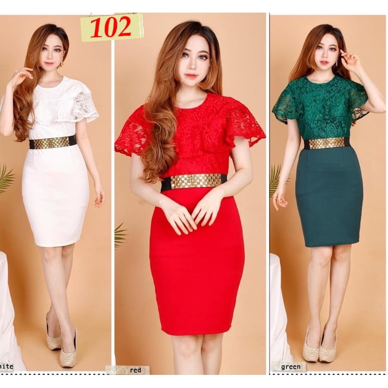 Kathryn collection # 102 Dres rok span scuba Import kombinasi brukat gliter free belt