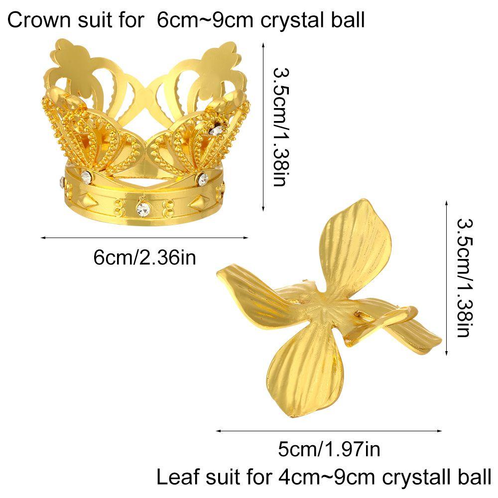 TOP Crystal Ball Holder Craft Crown Bentuk Daun Ornamen Desktop Pajangan Stand