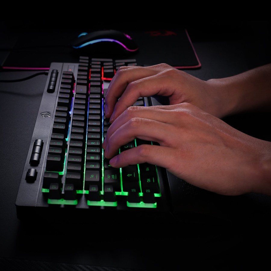 Keyboard gaming Redragon wired usb 2.0 gold Membrane multimedia Macro rgb fullsize with wrist Rest shiva k512rgb k512