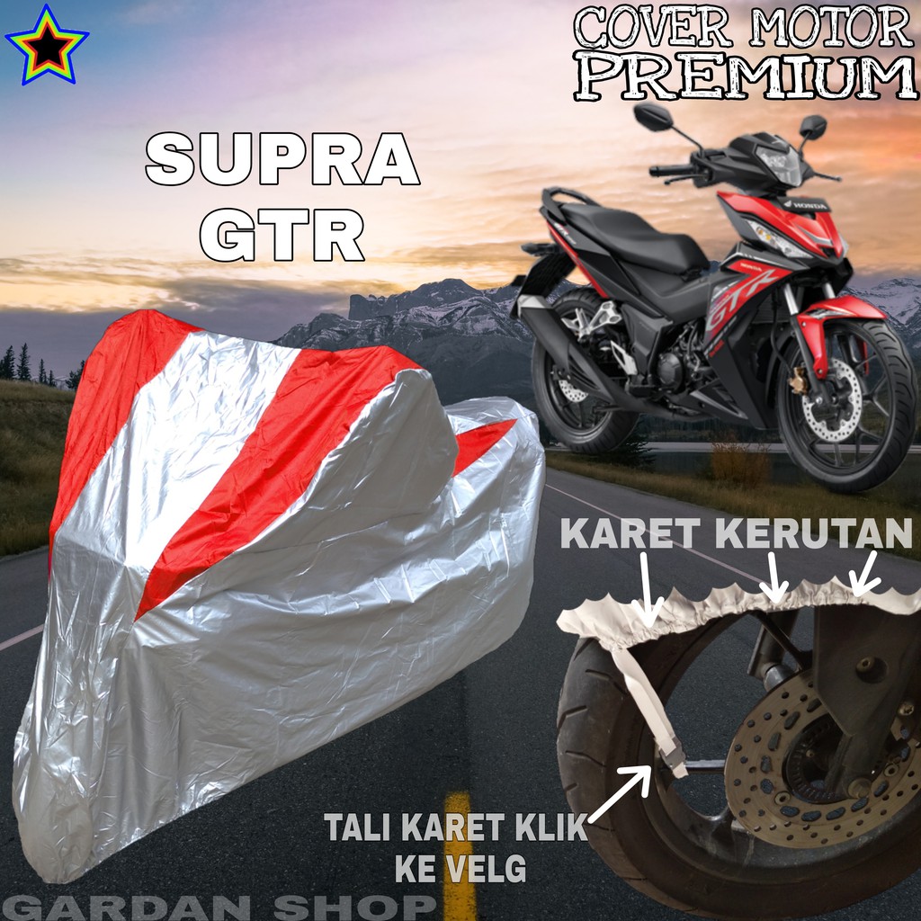 Sarung Motor SUPRA GTR Silver MERAH Body Cover Penutup Motor Supra Gtr PREMIUM