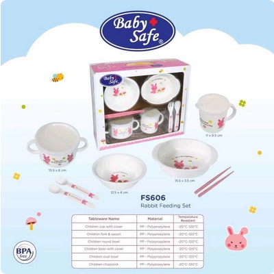 MAK302 BABY SAFE PERLENGKAPAN MAKAN FEEDING SET RABBIT FS606