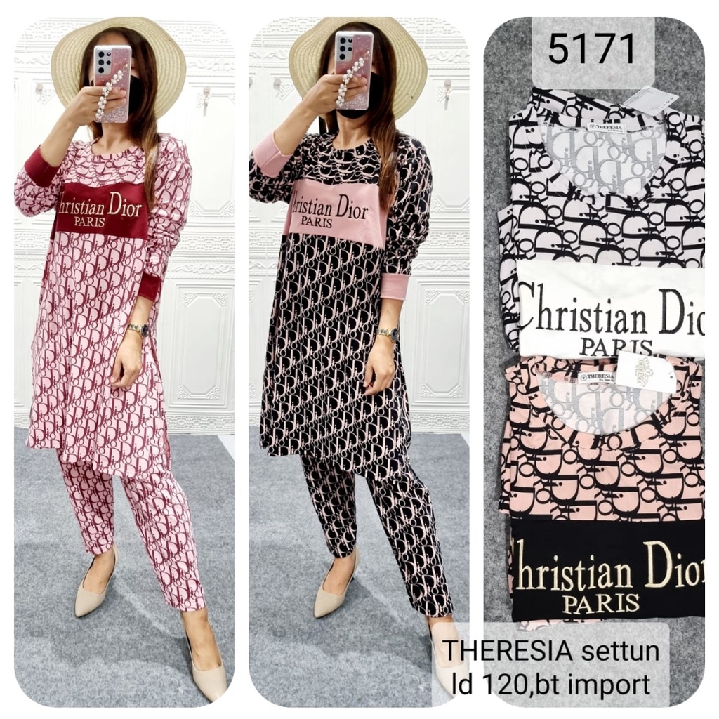 Setcel Tunik Theresia Jumbo Babyterry Halus LD 120 Motif Di*or 5171