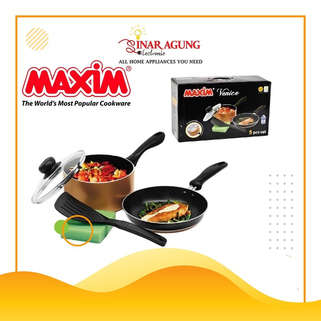 MAXIM Set Alat Masak Venice 5 Set Teflon [ 5pcs]