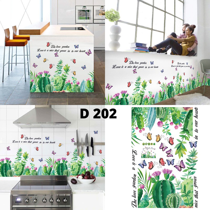 WALLSTIKER WALLSTIKER WALL STICKER STIKER PAPER WALLPAPER DINDING D3 MOTIF TANAMAN HIJAU DAUN POHON KAKTUS MONSTERA DEKORASI CAFE RUMAH PINTU JENDELA CERMIN KACA HIASAN KERAMIK KAMAR MANDI TOILET ANTI AIR WATERPROOF TEGEL KOMPOR KULKAS DAPUR 3D AESTHENTIC-D202