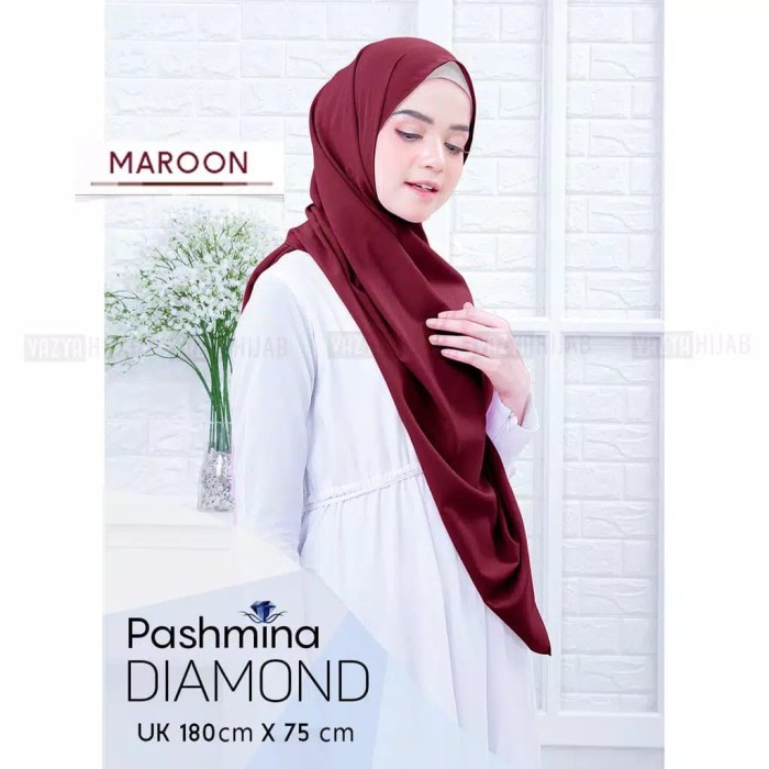 PASHMINA- JILBAB PASHMINA SABYAN DIAMOND ITALIANO HIJAB KERUDUNG PASMINA - PUTIH -PASHMINA.