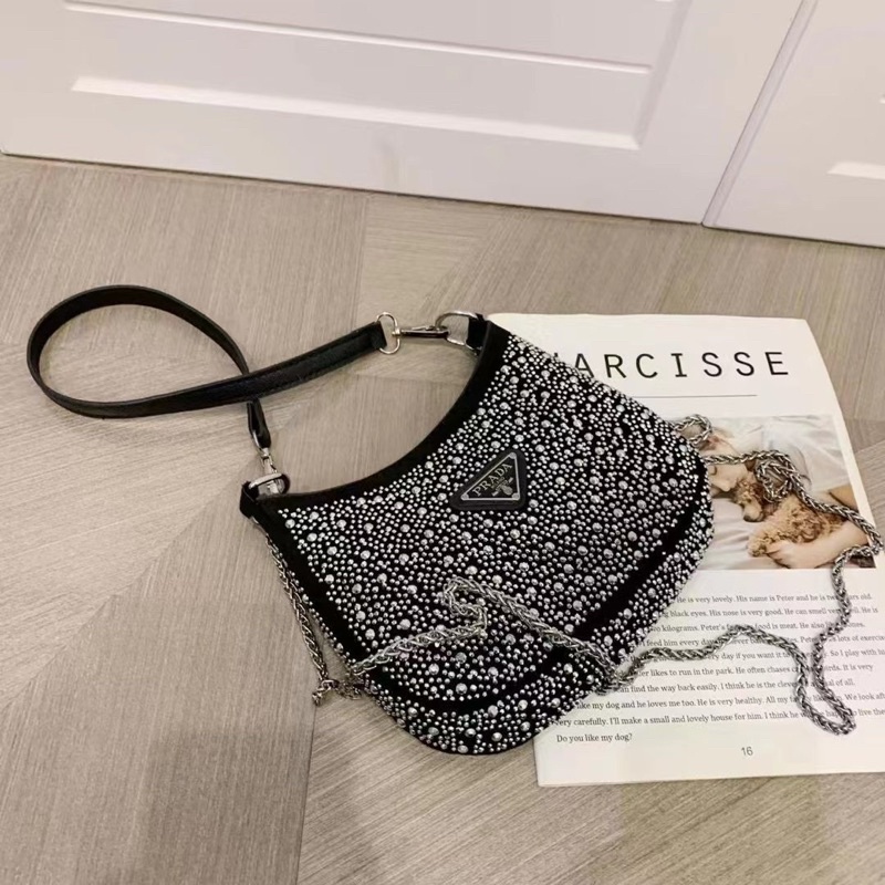 Pra*da Diamond Blink Bling Bag [INCLUDE RANTAI PANJANG]