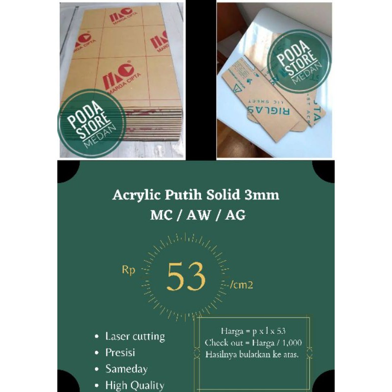 Acrylic Putih Solid 3 mm Premium Quality / Akrilik putih 3mm