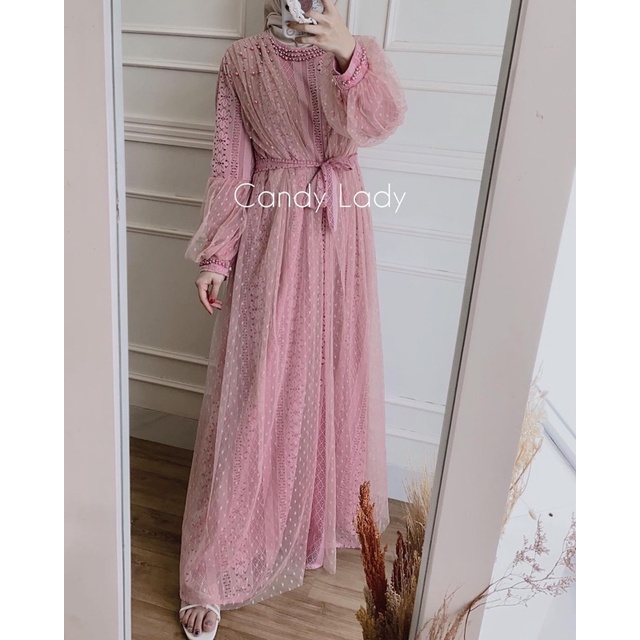 Gamis premium tangan balon by ozias / Gamis Tile Tutu / Gamis brokat mewah kondangan mymyfashion